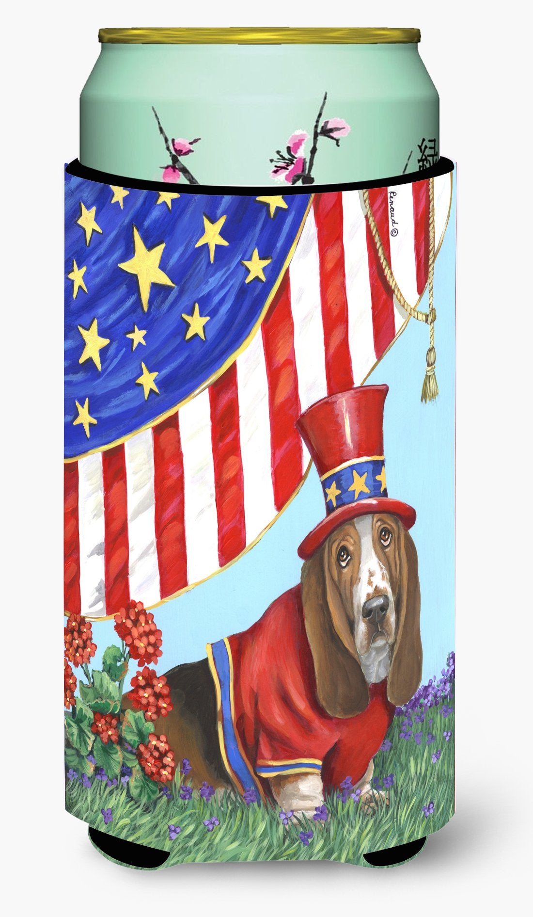 Basset Hound USA Tall Boy Hugger PPP3014TBC by Caroline&#39;s Treasures