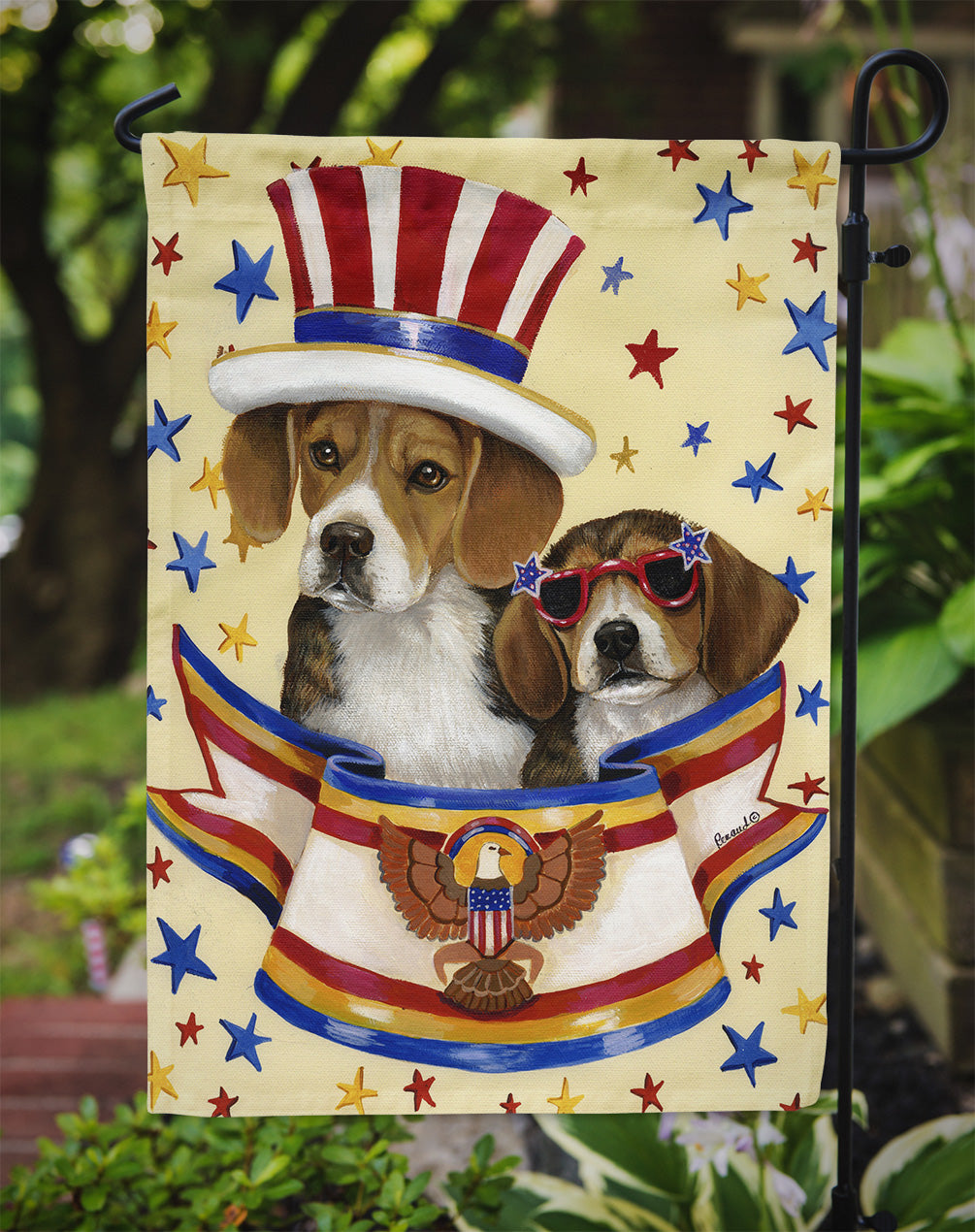 Beagle USA Flag Garden Size PPP3017GF  the-store.com.