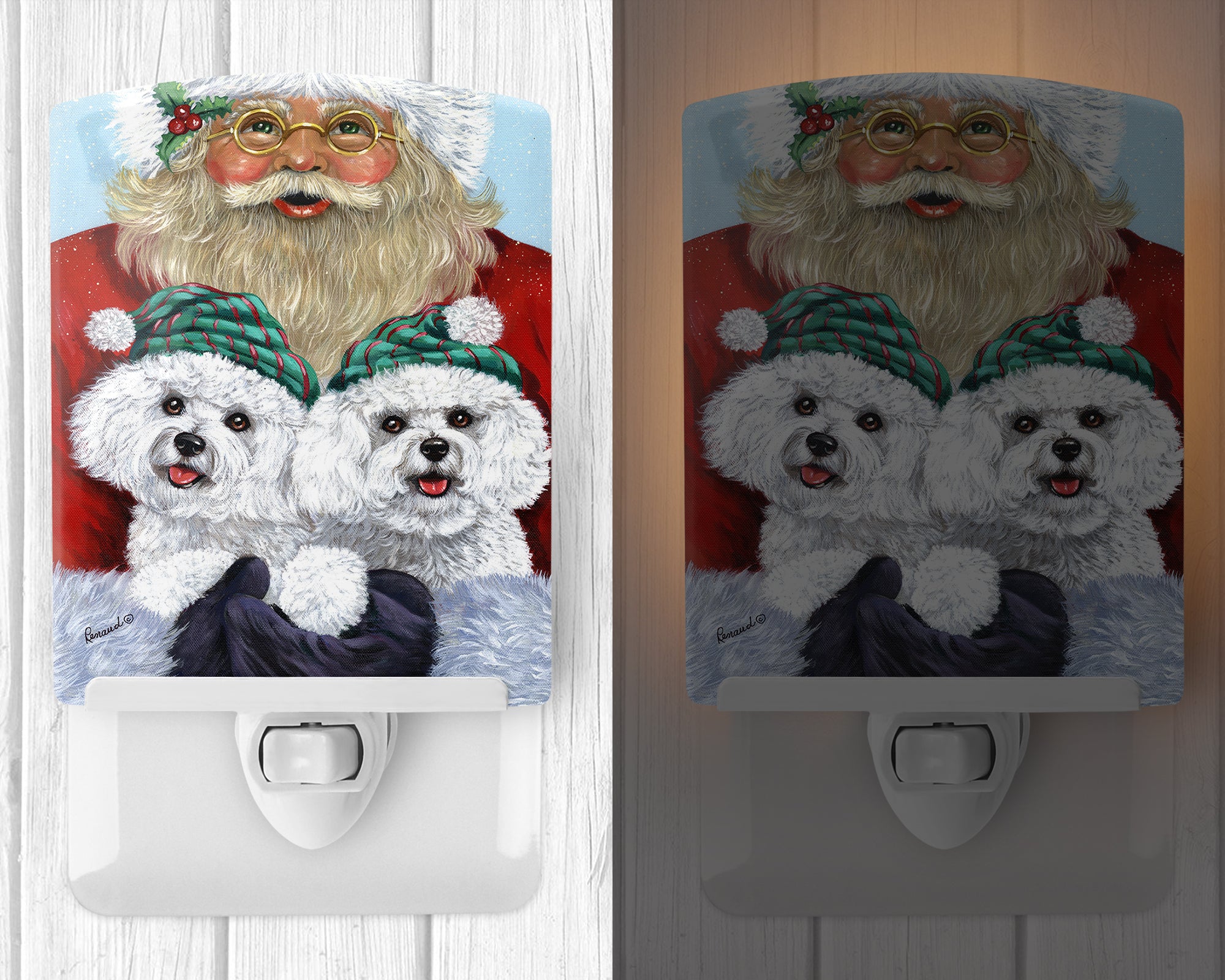 Bichon Frise Santa Christmas Ceramic Night Light PPP3024CNL - the-store.com