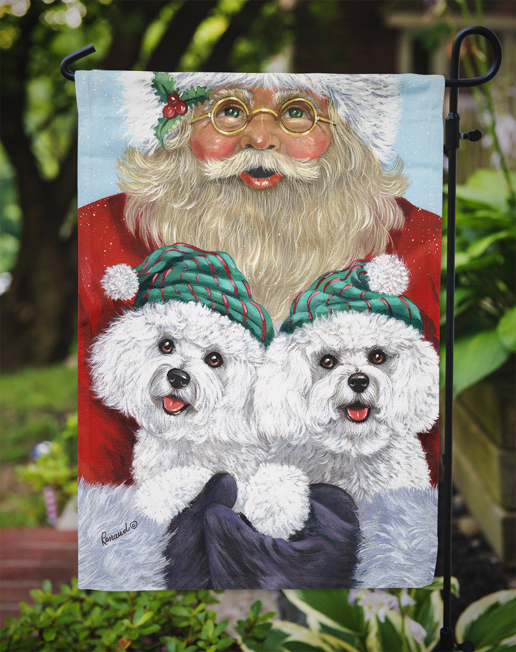 Bichon Frise Santa Christmas Flag Garden Size PPP3024GF  the-store.com.