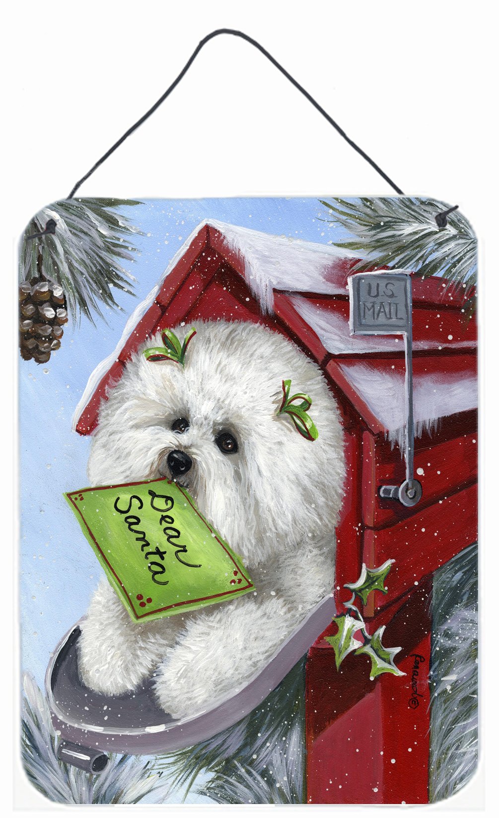 Buy this Bichon Frise Santa's List Christmas Wall or Door Hanging Prints PPP3025DS1216