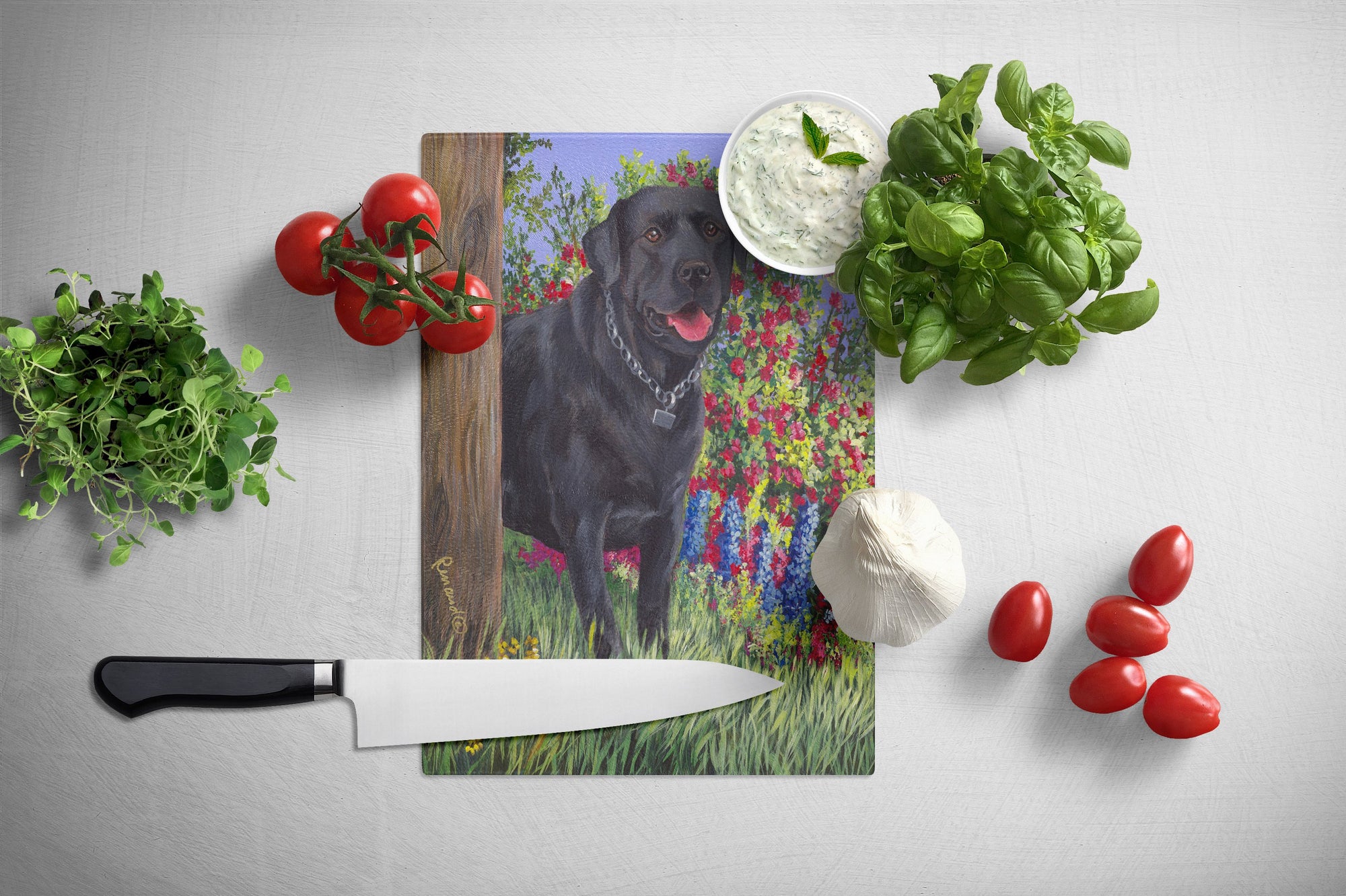 Black Labrador Retriever Glass Cutting Board Large PPP3028LCB by Caroline's Treasures