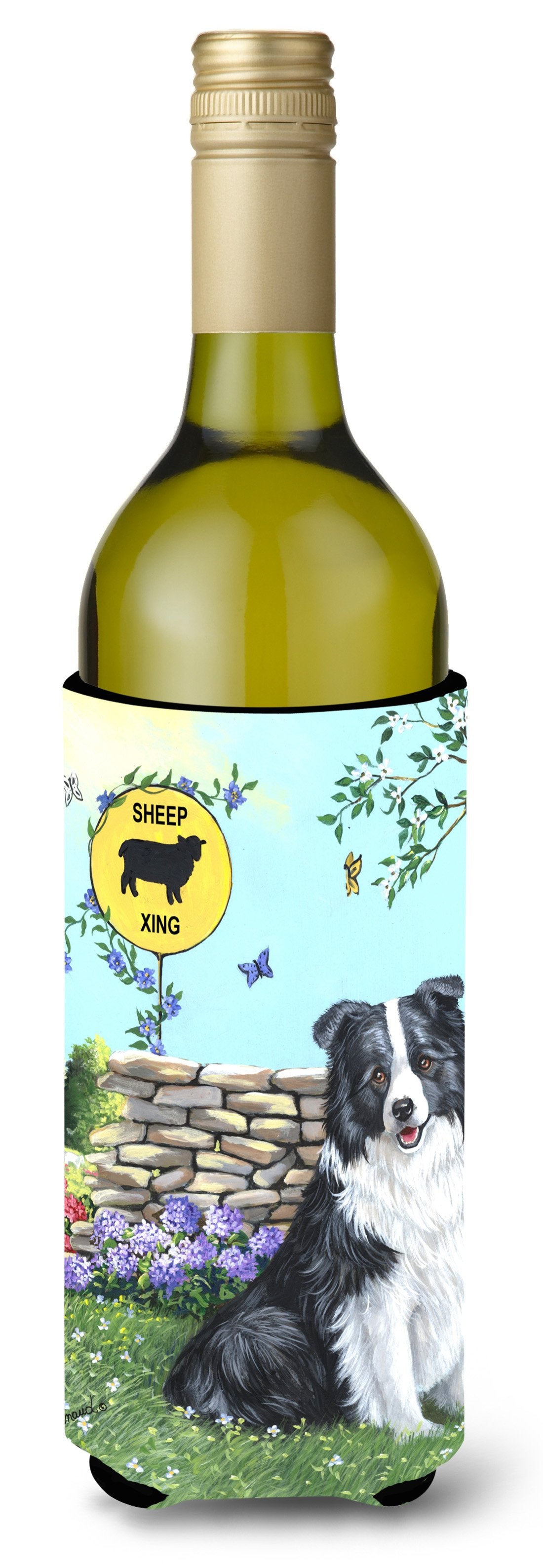 Border Collie Crossing Wine Bottle Hugger PPP3030LITERK by Caroline's Treasures