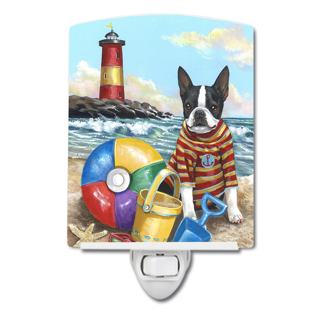 Boston Terrier Beach Baby Ceramic Night Light PPP3032CNL - the-store.com