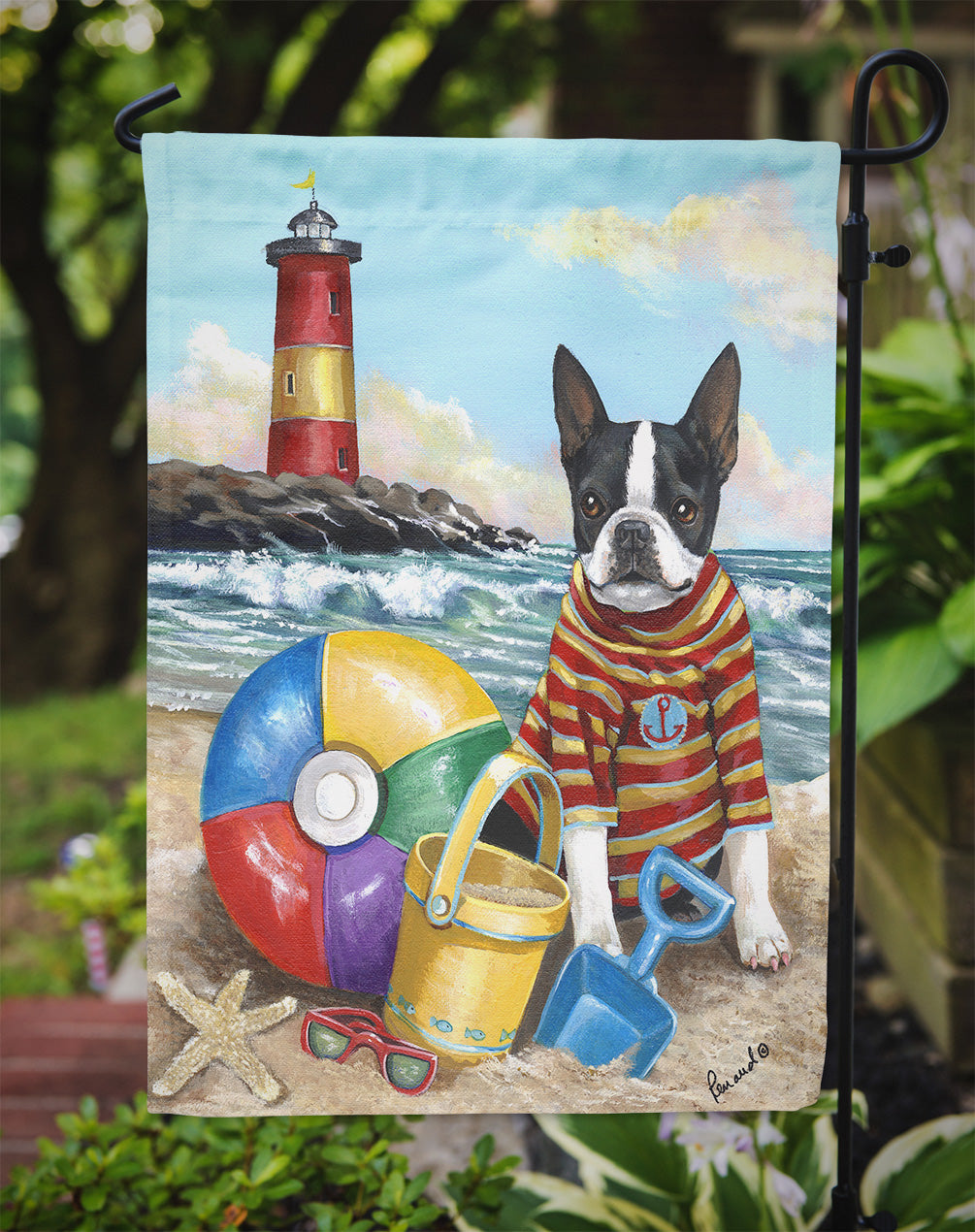 Boston Terrier Beach Baby Flag Garden Size PPP3032GF  the-store.com.