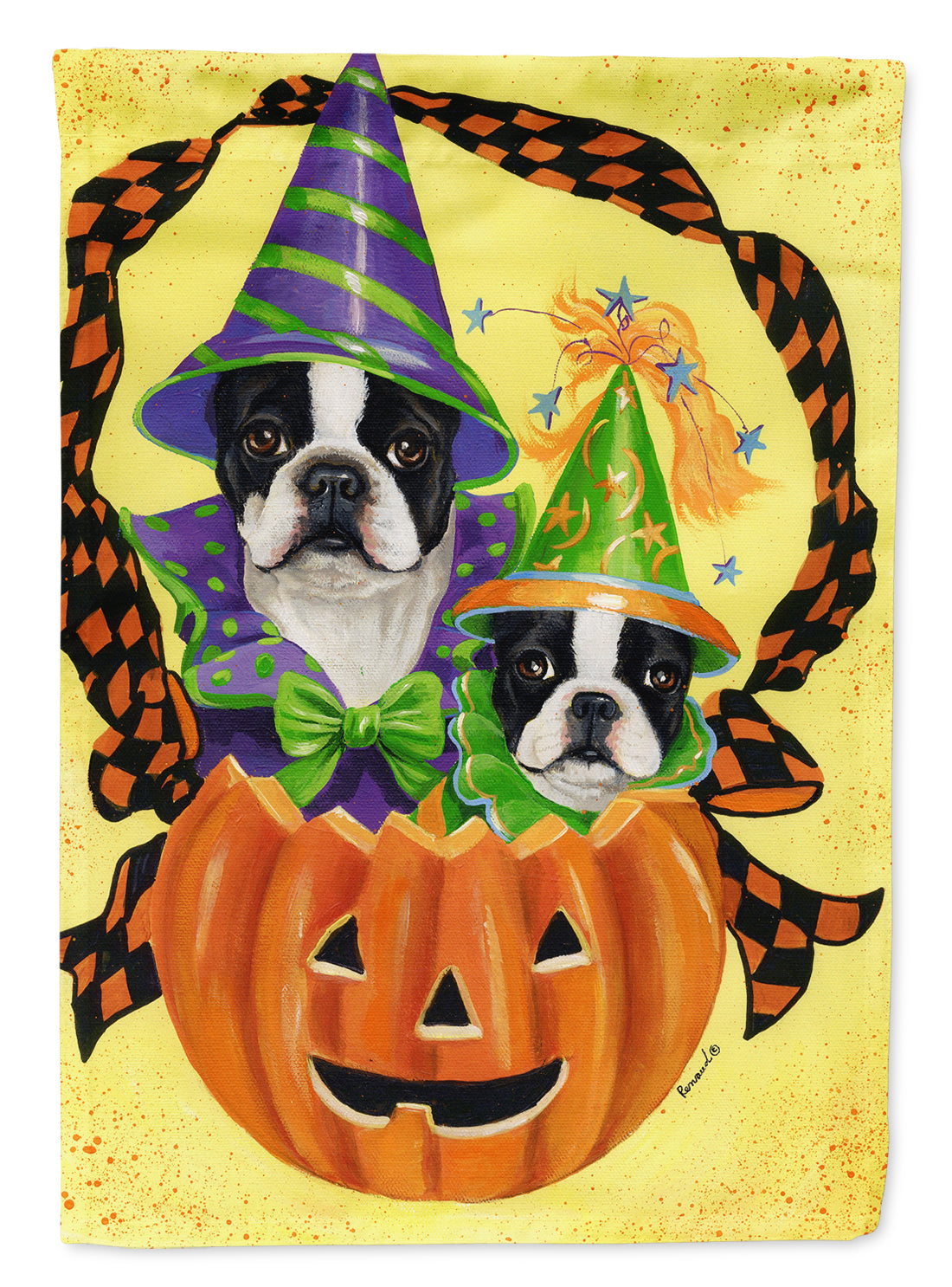 Boston Terrier Halloweenies Flag Canvas House Size PPP3033CHF  the-store.com.