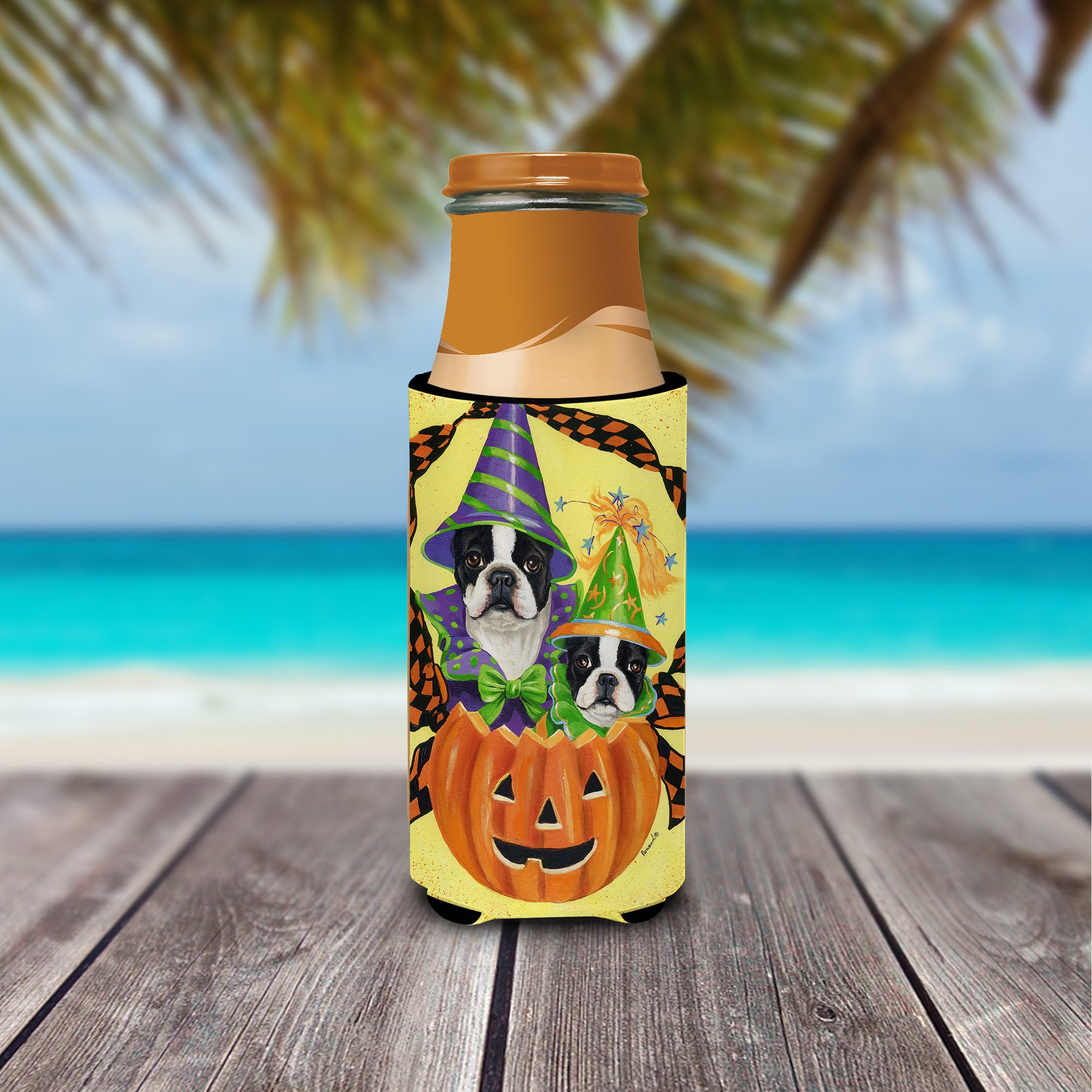 Boston Terrier Halloweenies Ultra Hugger for slim cans PPP3033MUK  the-store.com.