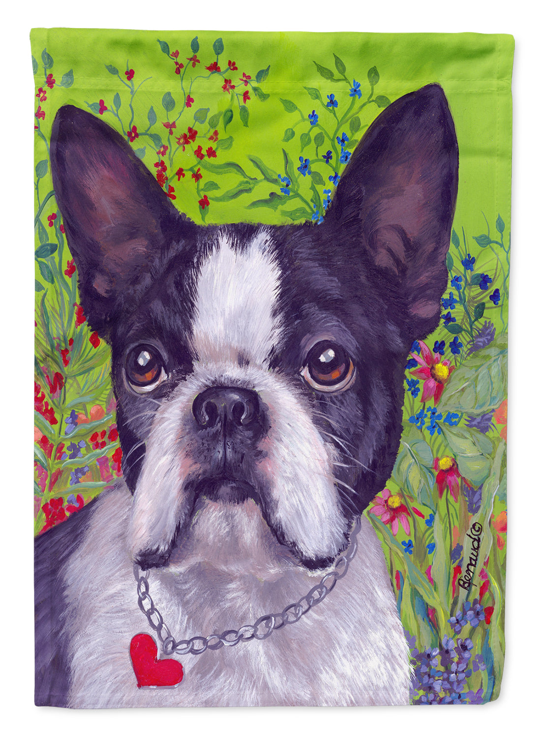 Boston Terrier Jungle Flag Canvas House Size PPP3034CHF  the-store.com.