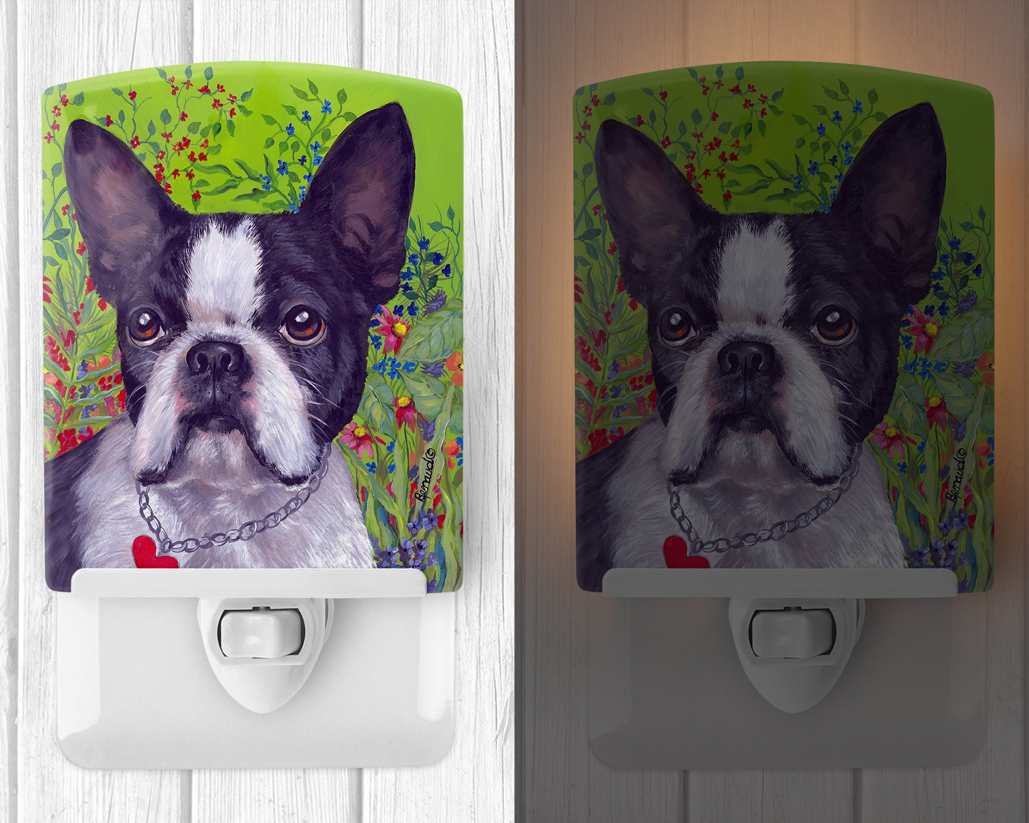 Boston Terrier Jungle Ceramic Night Light PPP3034CNL - the-store.com