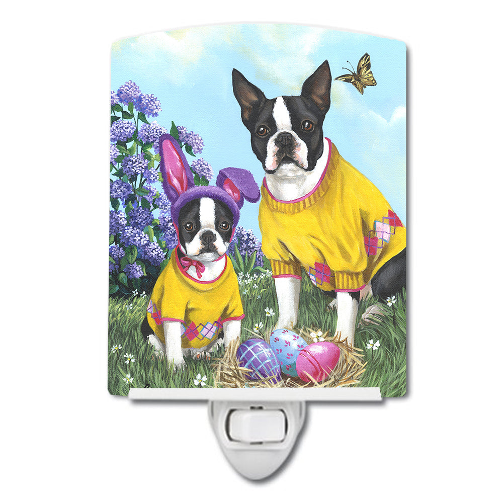 Boston Terrier Easter Bunny Ceramic Night Light PPP3037CNL - the-store.com