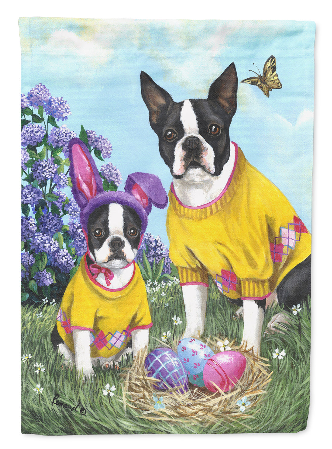 Boston Terrier Easter Bunny Flag Garden Size PPP3037GF  the-store.com.