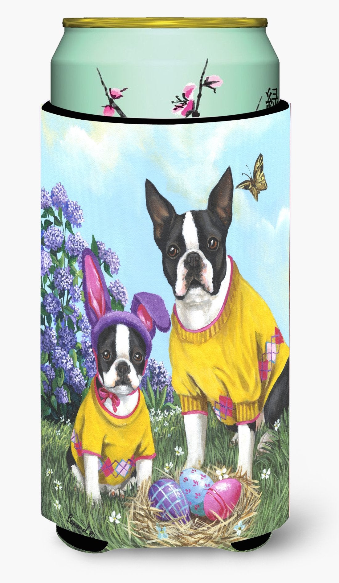 Boston Terrier Easter Bunny Tall Boy Hugger PPP3037TBC by Caroline&#39;s Treasures