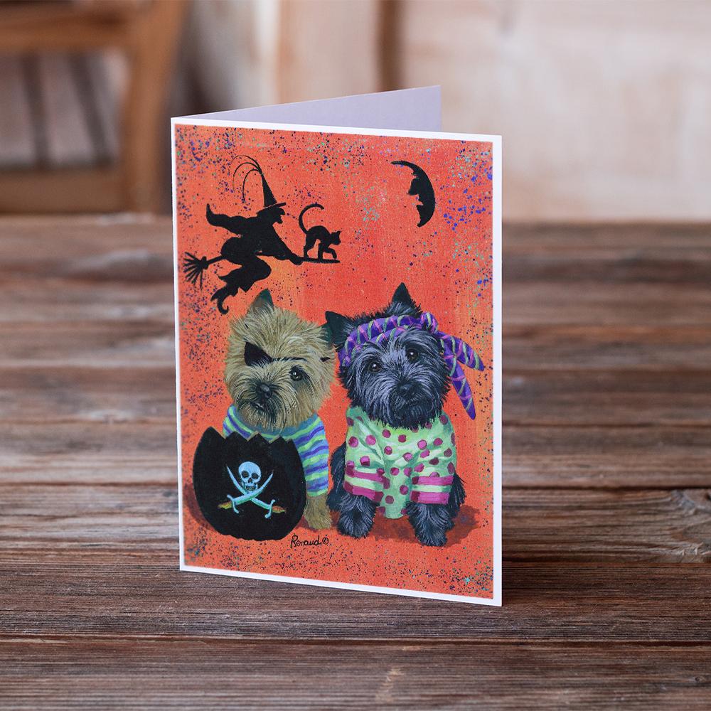 Cairn Terrier Pirates Halloween Greeting Cards and Envelopes Pack of 8 - the-store.com