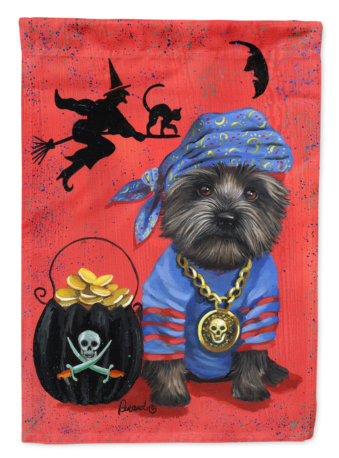 Cairn Terrier Black Pirate Halloween Flag Canvas House Size PPP3044CHF  the-store.com.