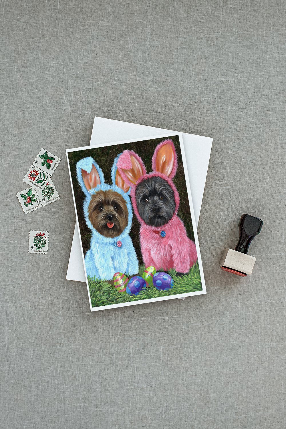 Cairn Terrier Easter Bunnies Greeting Cards and Envelopes Pack of 8 - the-store.com