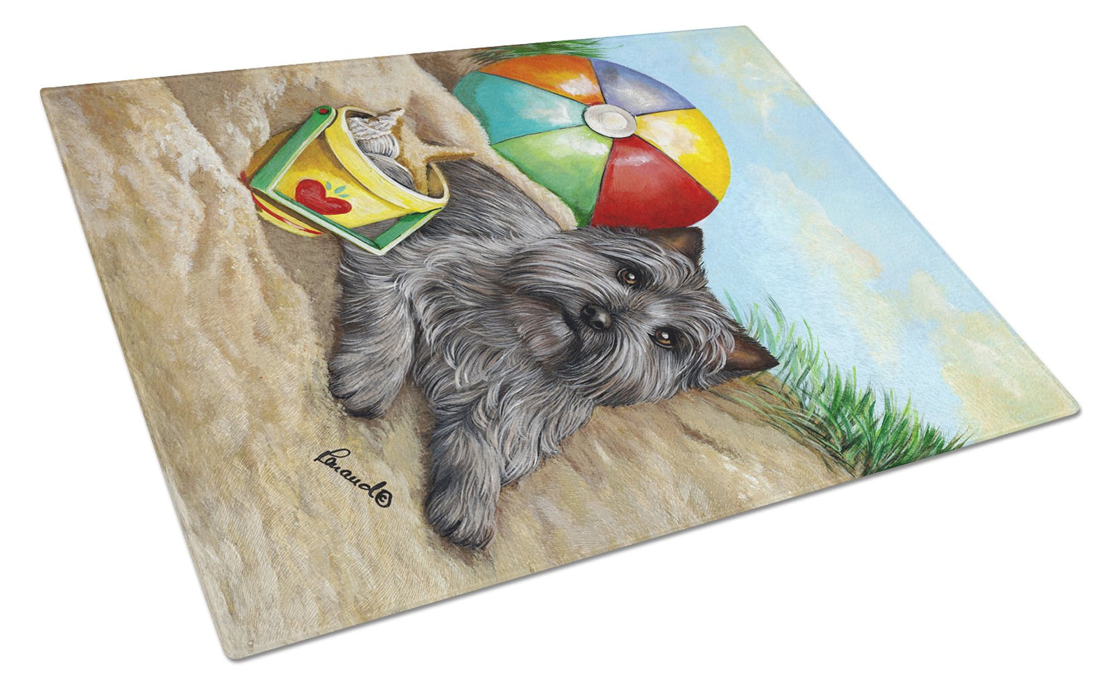 Cairn Terrier At the Beach Glass Cutting Board Large PPP3048LCB by Caroline's Treasures