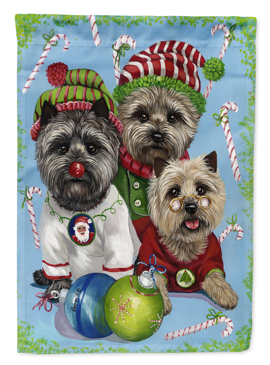 Cairn Terrier Christmas Elves Flag Garden Size PPP3050GF  the-store.com.