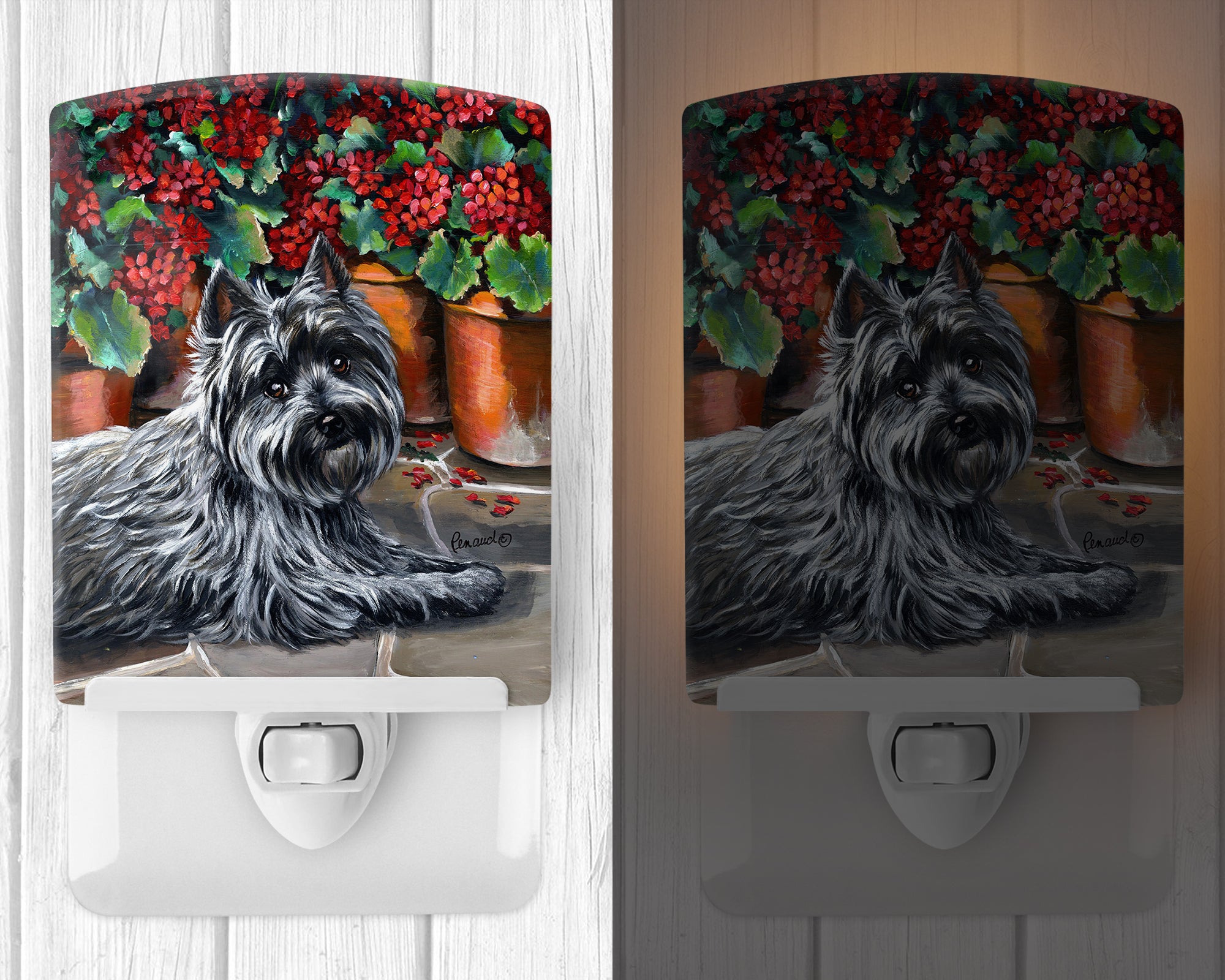 Cairn Terrier Geraniums Ceramic Night Light PPP3052CNL - the-store.com