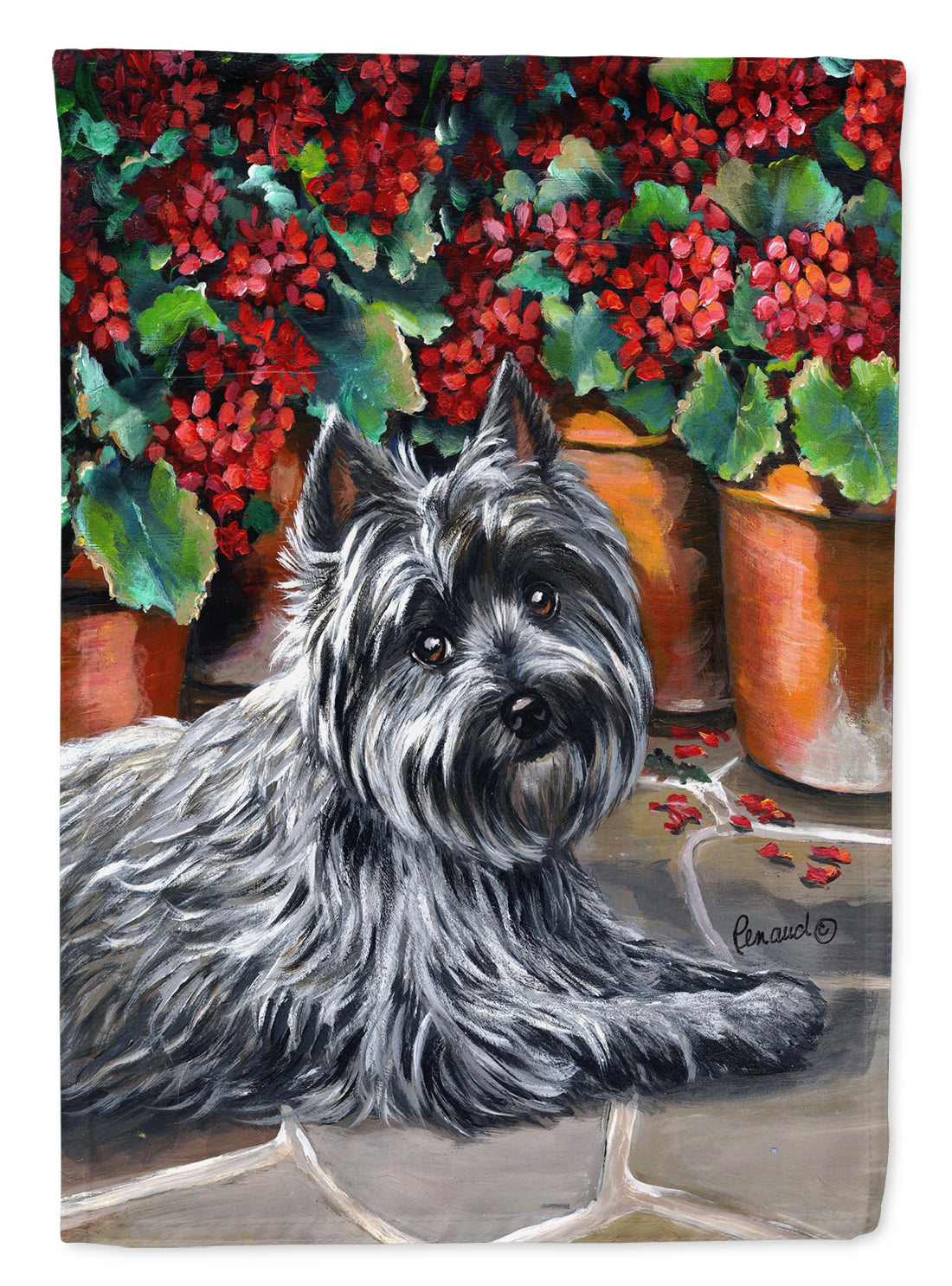 Cairn Terrier Geraniums Flag Garden Size PPP3052GF  the-store.com.