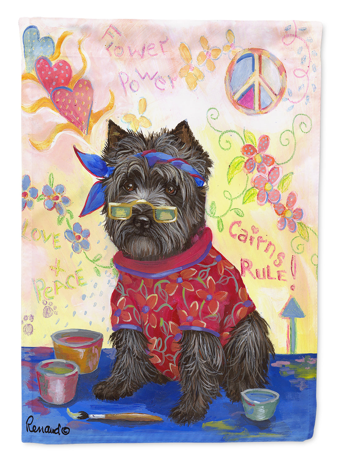 Cairn Terrier Hippie Dippie Flag Garden Size PPP3053GF  the-store.com.