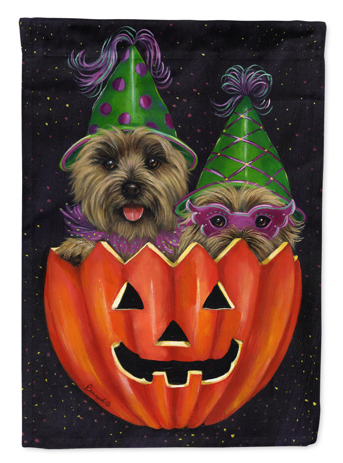 Cairn Terrier Halloween PeekaBoo Flag Canvas House Size PPP3056CHF  the-store.com.