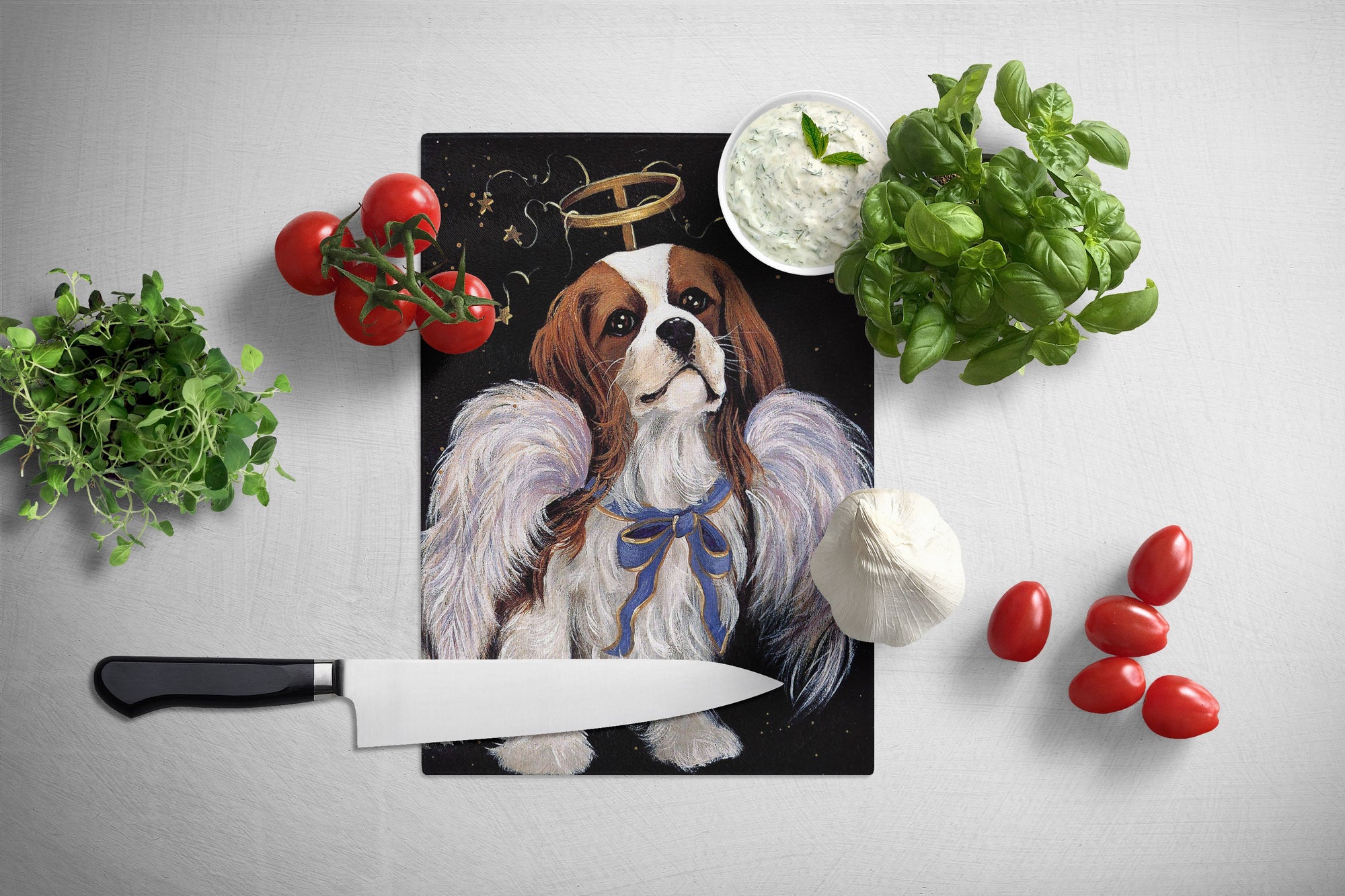 Cavalier Spaniel Christmas Angel Glass Cutting Board Large PPP3063LCB by Caroline's Treasures