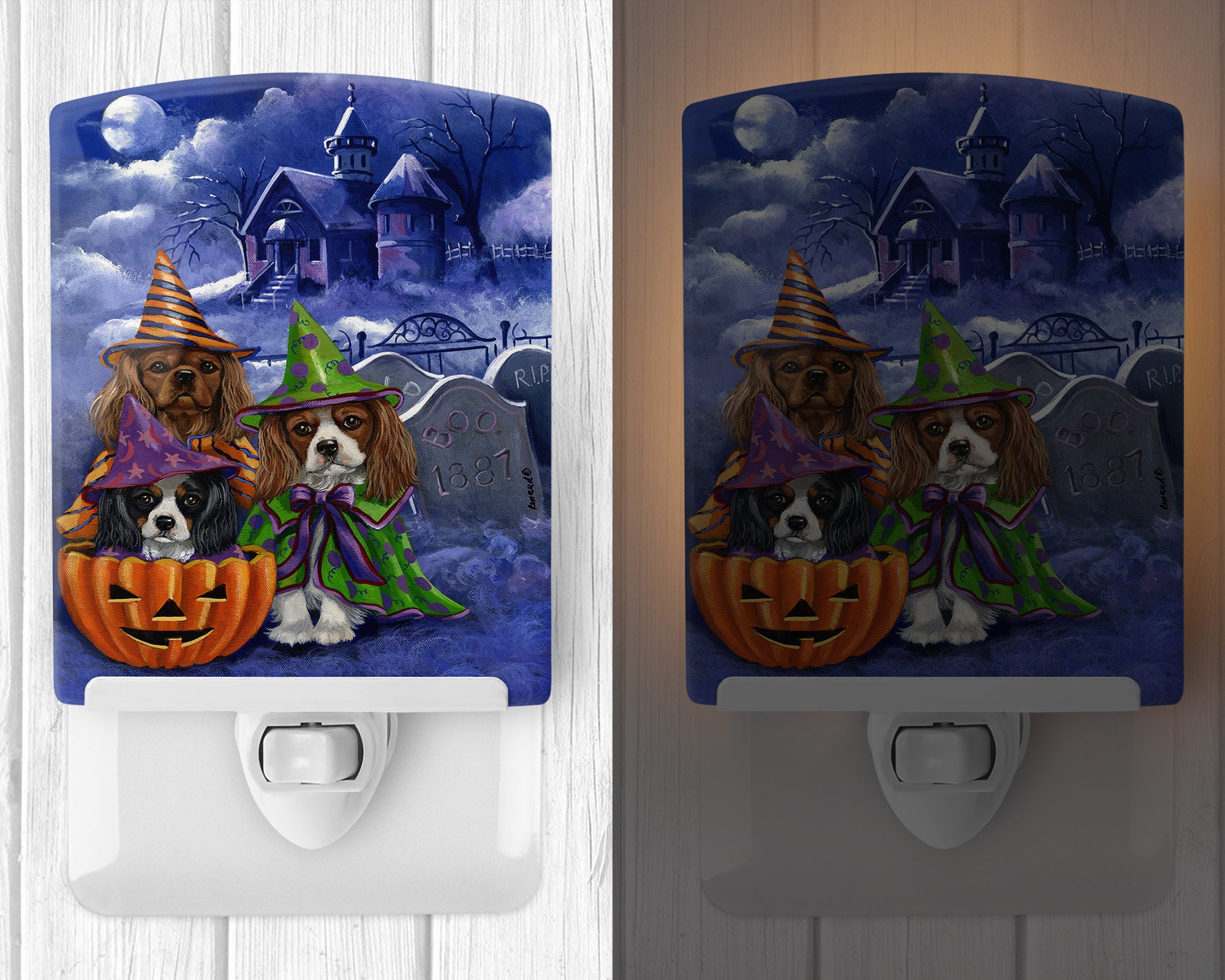 Cavalier Spaniel Halloween House Ceramic Night Light PPP3064CNL - the-store.com