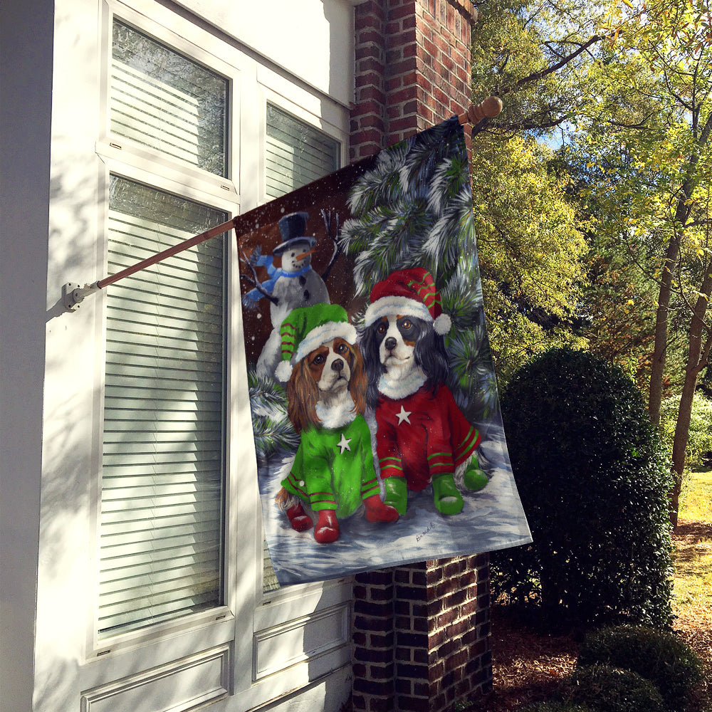 Cavalier Spaniel Snowman Christmas Flag Canvas House Size PPP3067CHF  the-store.com.