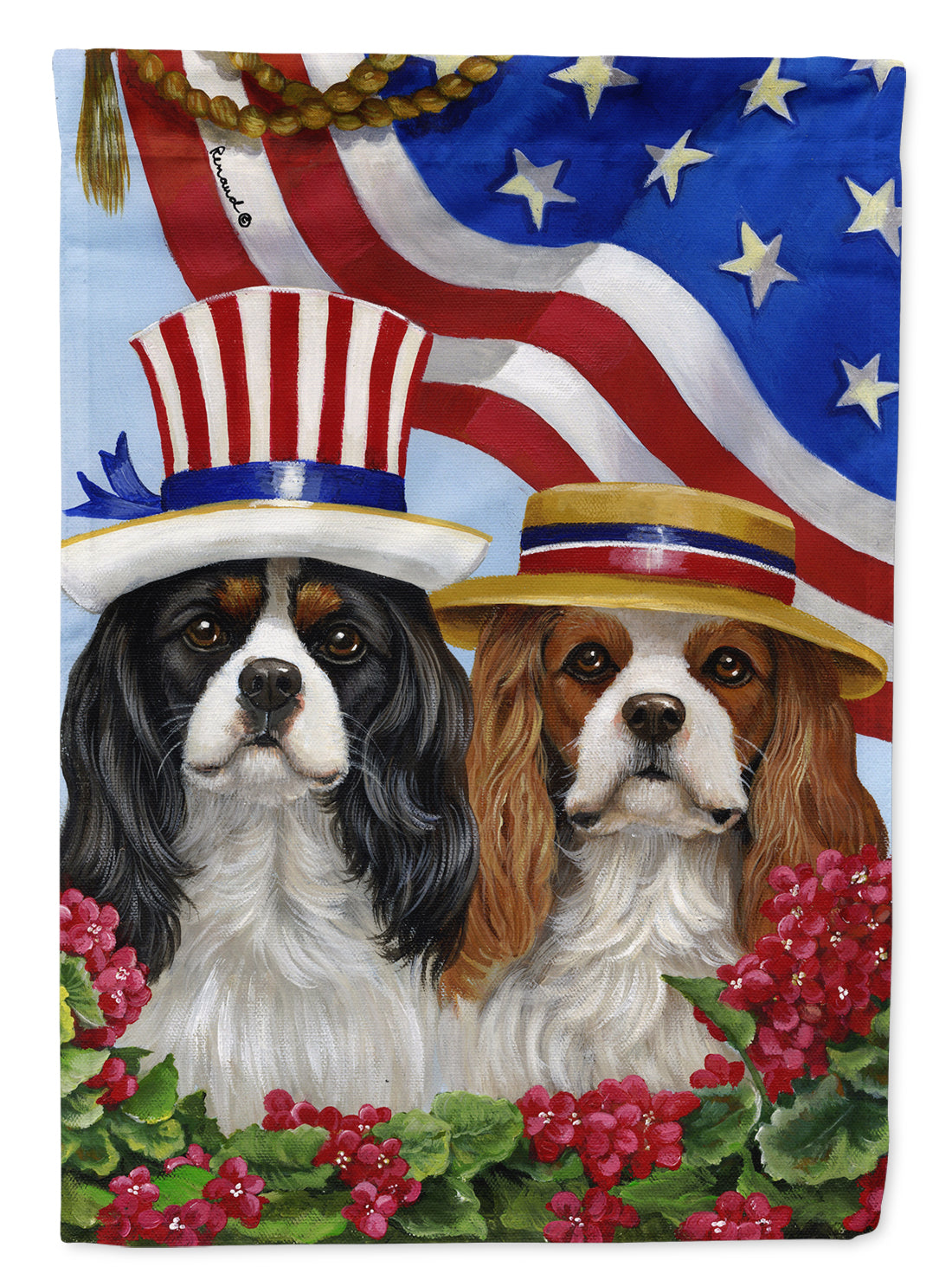 Cavalier Spaniel USA Flag Canvas House Size PPP3069CHF  the-store.com.