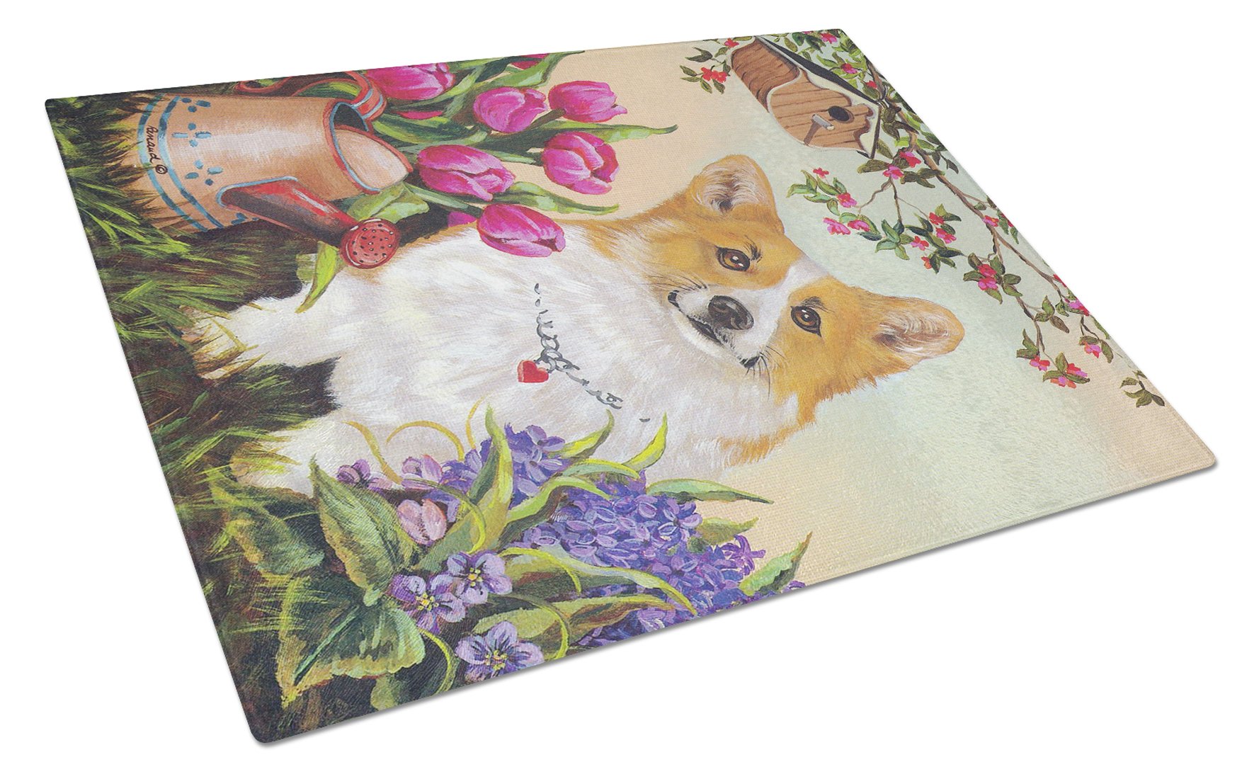 Corgi Sunshine Glass Cutting Board Large PPP3077LCB by Caroline's Treasures