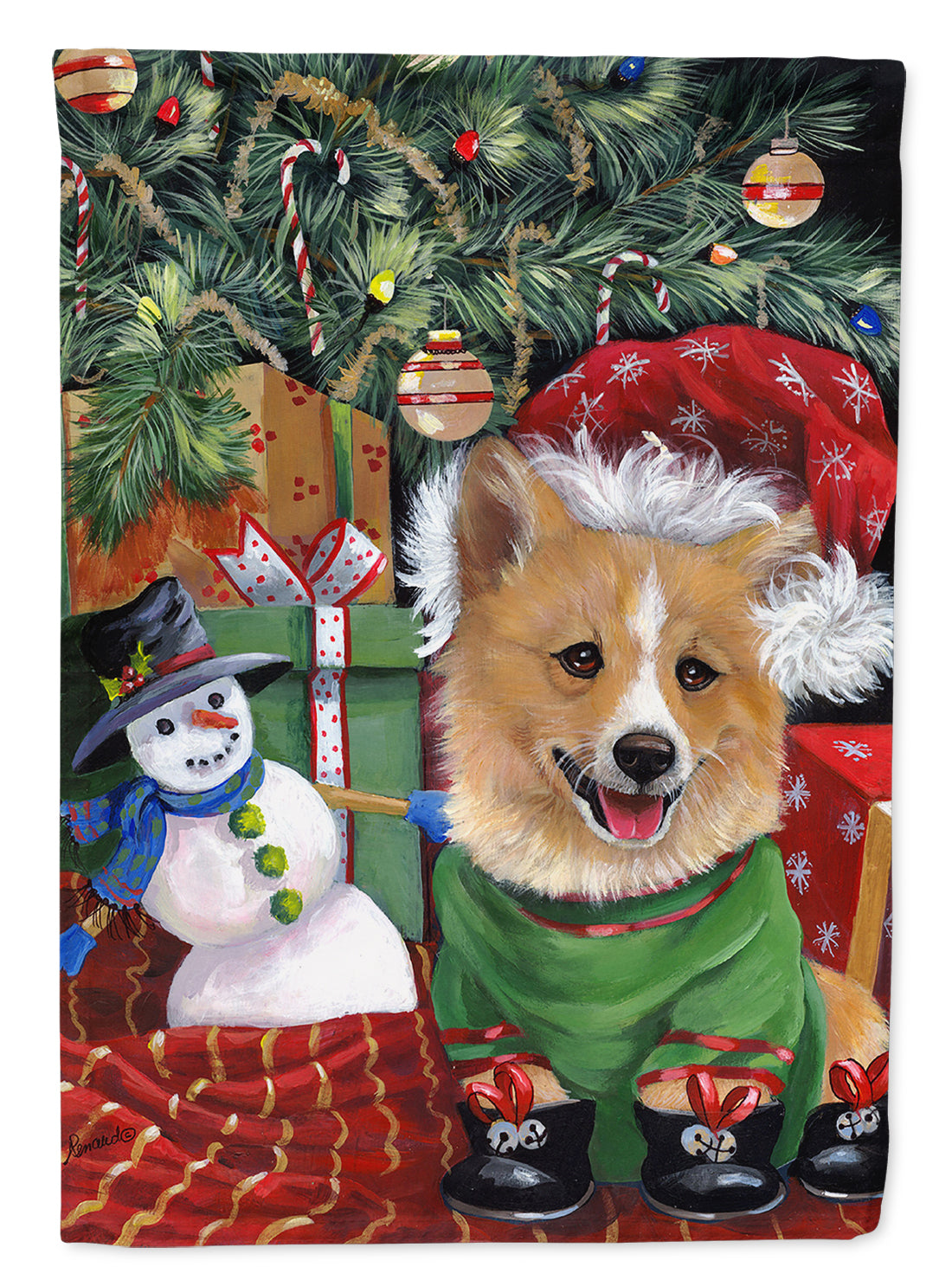 Corgi Under my Christmas Tree Flag Garden Size PPP3078GF  the-store.com.