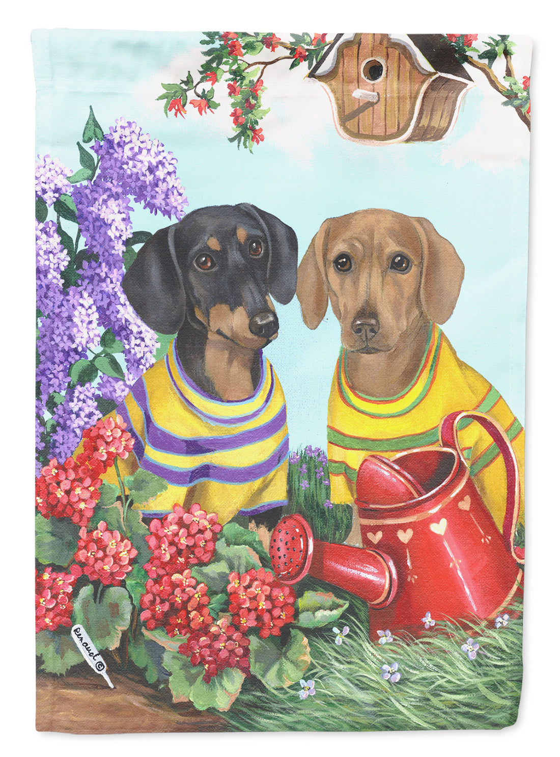 Dachshund Blooms Flag Canvas House Size PPP3080CHF  the-store.com.