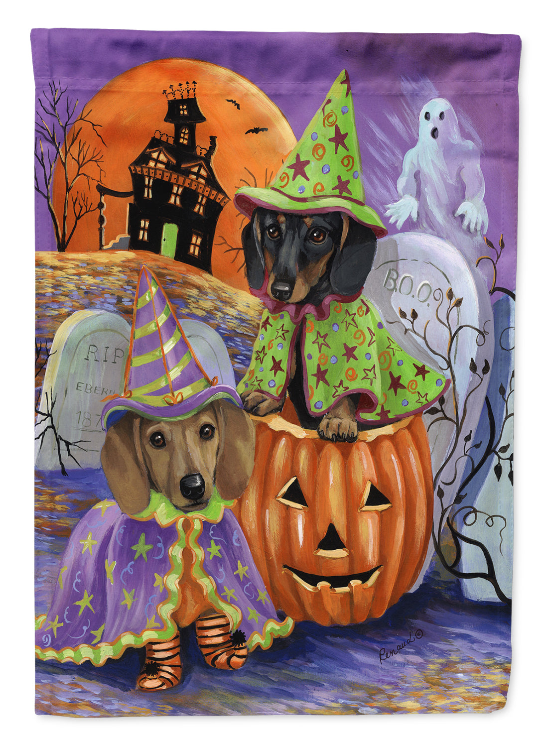 Dachshund Halloween Haunted House Flag Garden Size PPP3082GF  the-store.com.