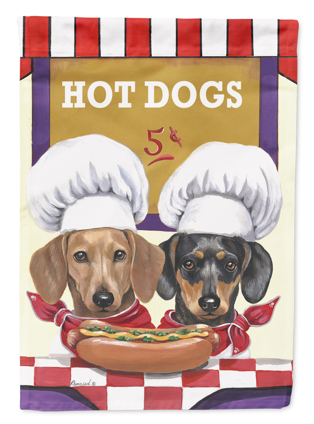 Dachshund Hot Dog Stand Flag Canvas House Size PPP3083CHF  the-store.com.