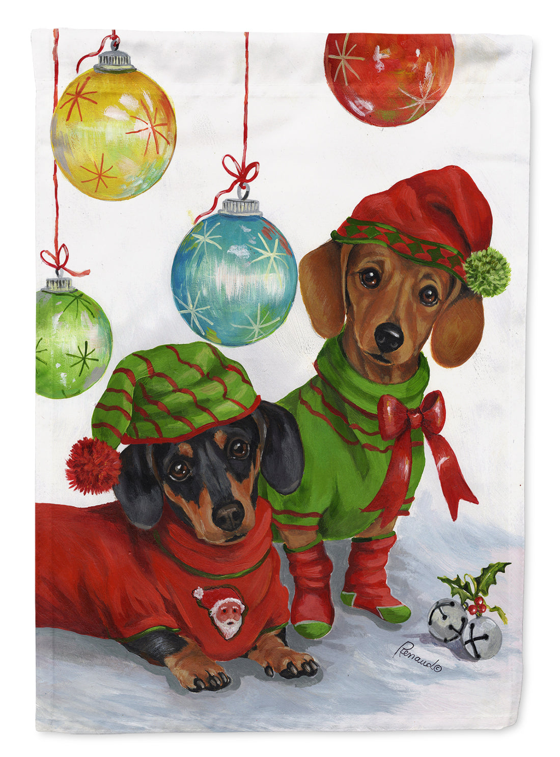 Dachshund Christmas Jingle Flag Canvas House Size PPP3085CHF  the-store.com.