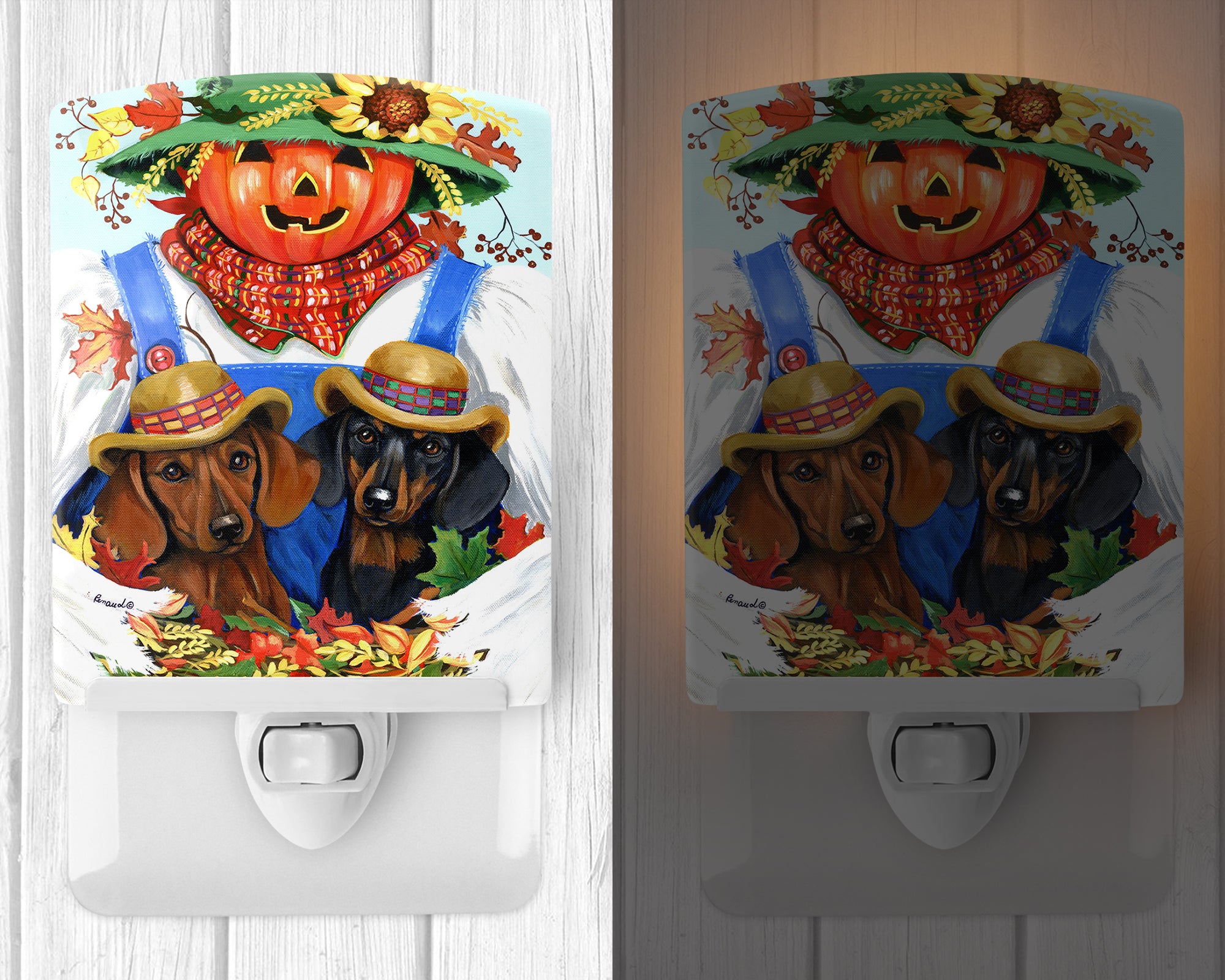 Dachshund Fall Scarecrow Ceramic Night Light PPP3086CNL - the-store.com