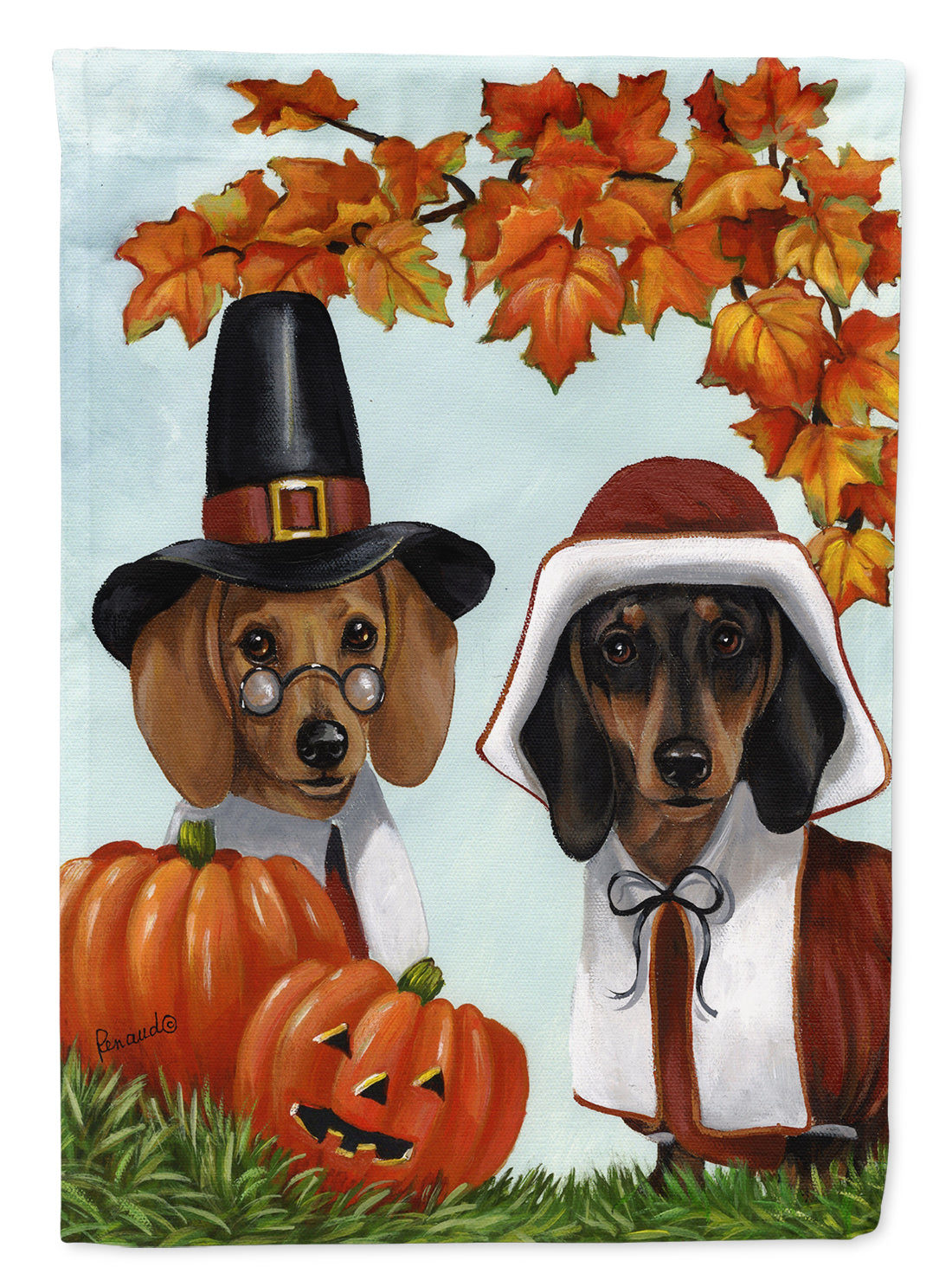 Dachshund Thanksgiving Pilgrims Flag Garden Size PPP3087GF  the-store.com.