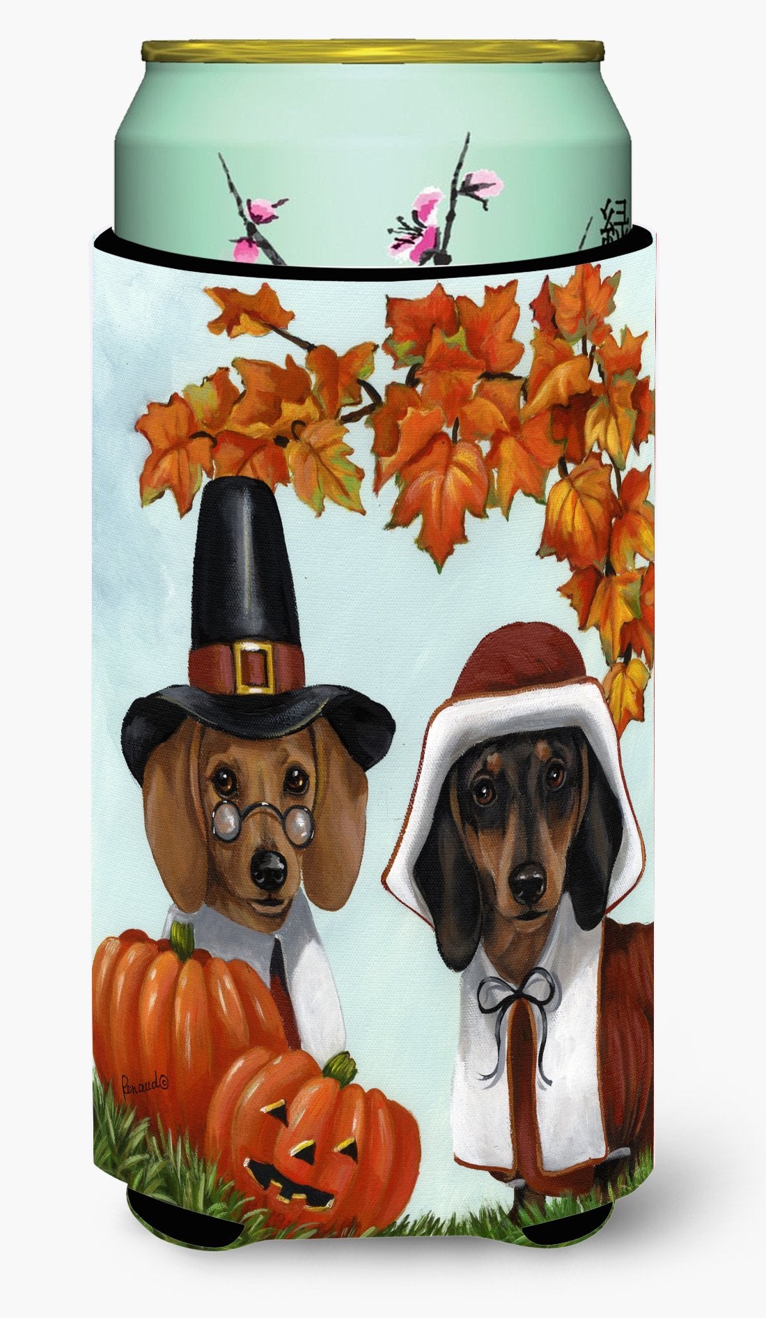 Dachshund Thanksgiving Pilgrims Tall Boy Hugger PPP3087TBC by Caroline&#39;s Treasures