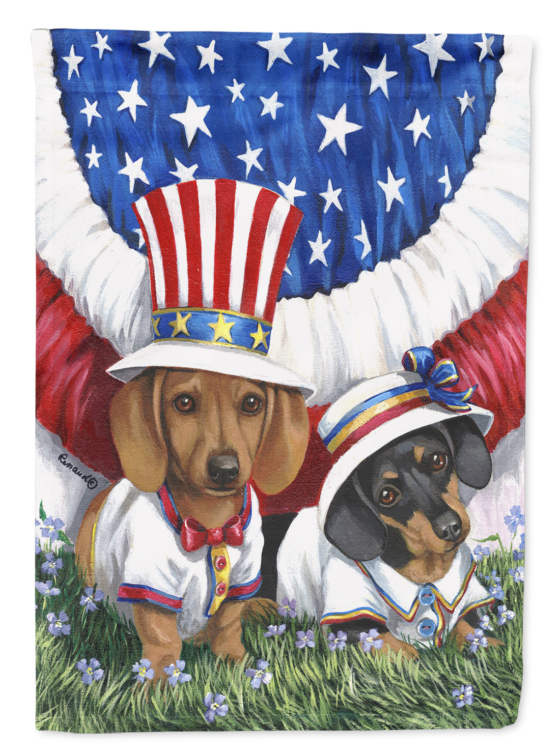 Dachshund USA Flag Canvas House Size PPP3088CHF  the-store.com.