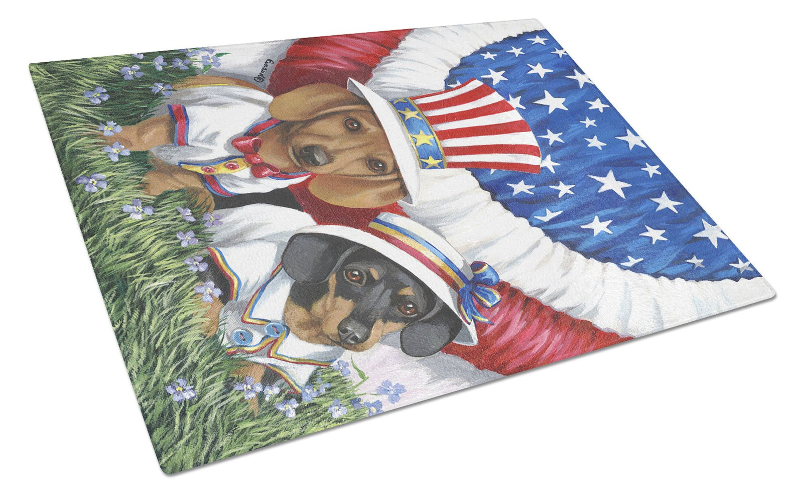 Dachshund USA Glass Cutting Board Large PPP3088LCB by Caroline's Treasures