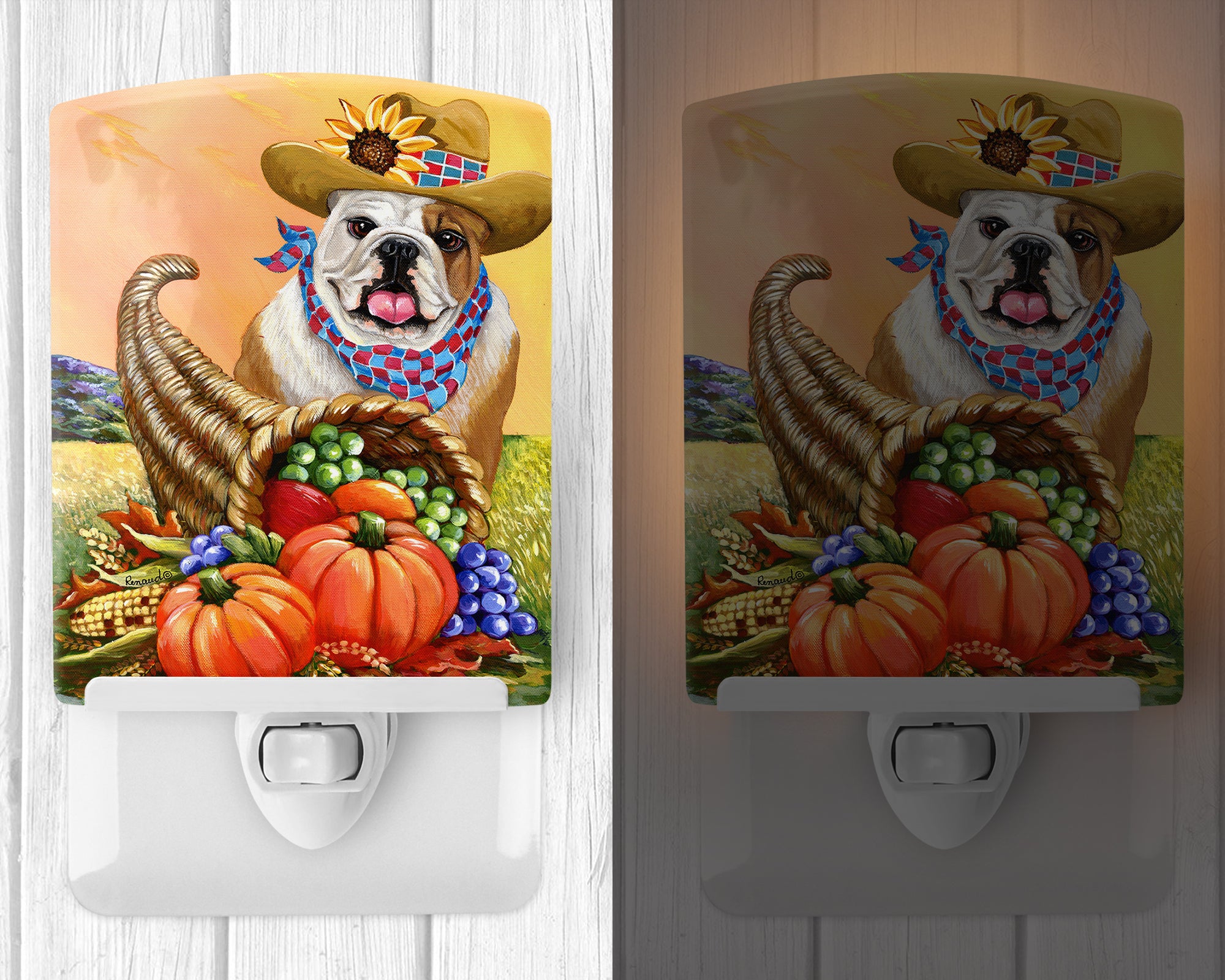 English Bulldog Autumn Ceramic Night Light PPP3090CNL - the-store.com