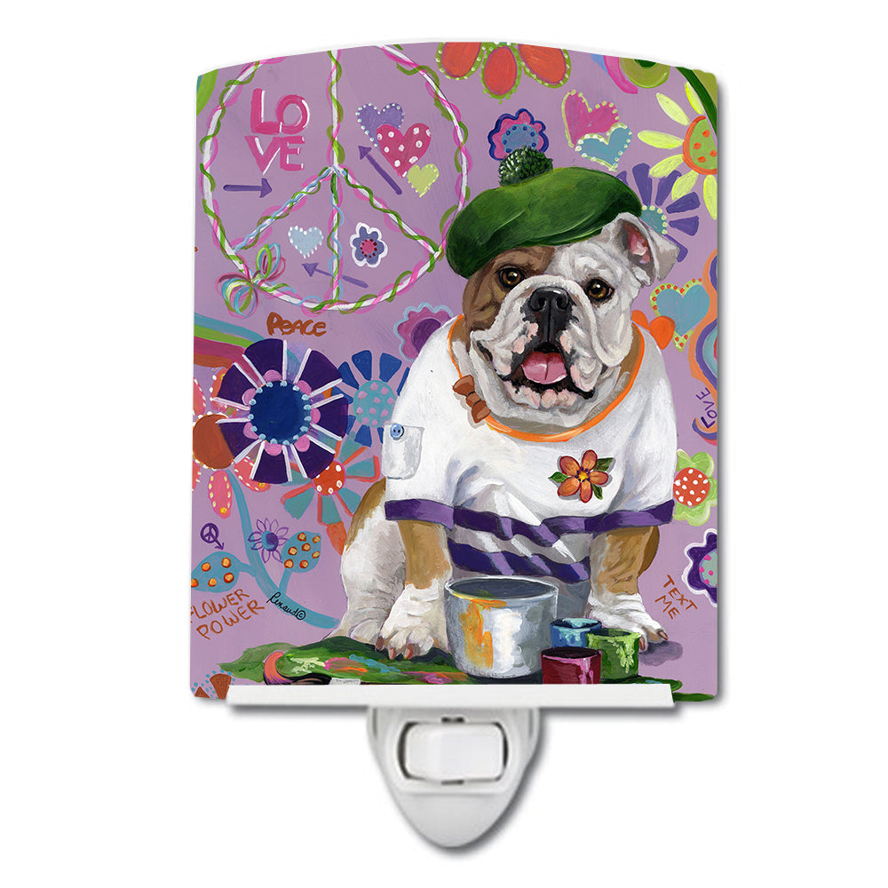 English Bulldog Flower Power Ceramic Night Light PPP3091CNL - the-store.com