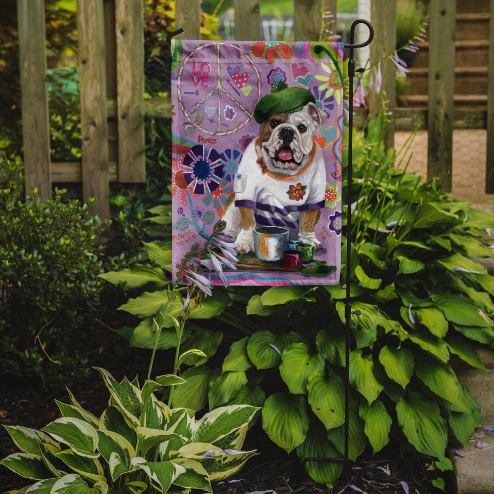 English Bulldog Flower Power Flag Garden Size PPP3091GF  the-store.com.