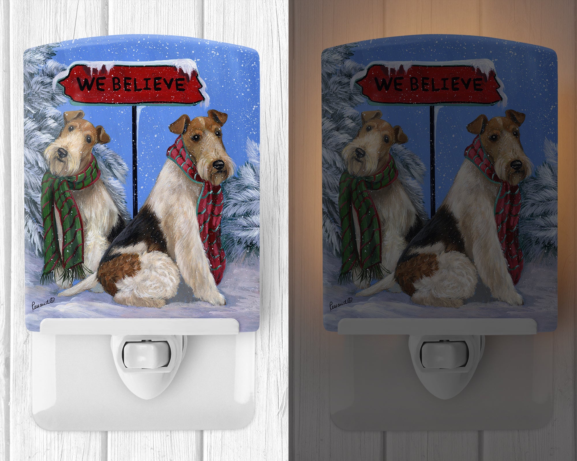 Fox Terrier Christmas We Believe Ceramic Night Light PPP3094CNL - the-store.com