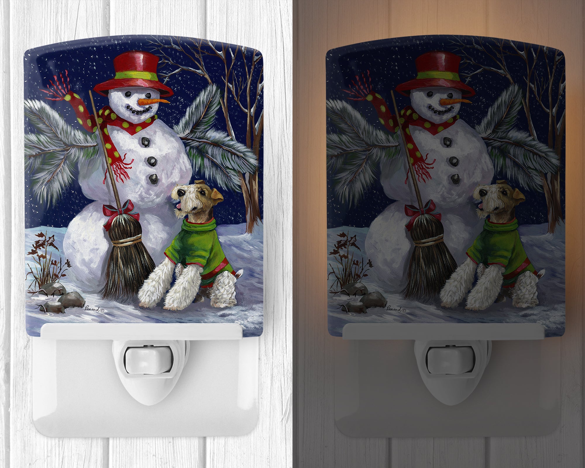 Fox Terrier Christmas Winter Fun Ceramic Night Light PPP3095CNL - the-store.com