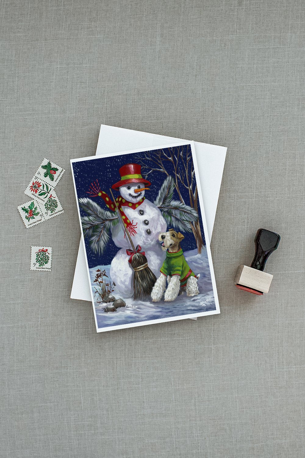 Fox Terrier Christmas Winter Fun Greeting Cards and Envelopes Pack of 8 - the-store.com