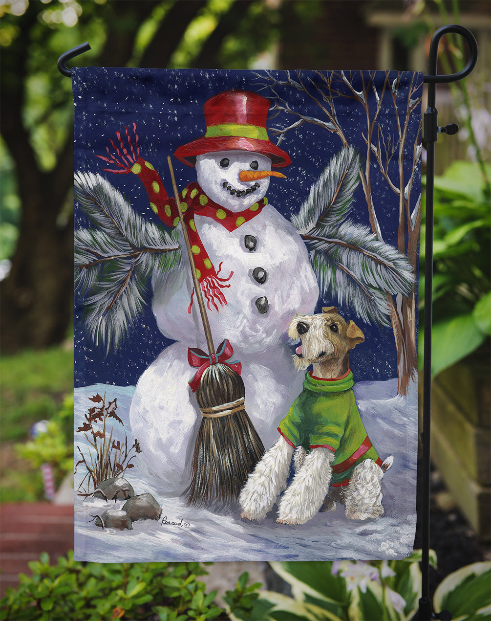 Fox Terrier Christmas Winter Fun Flag Garden Size PPP3095GF  the-store.com.