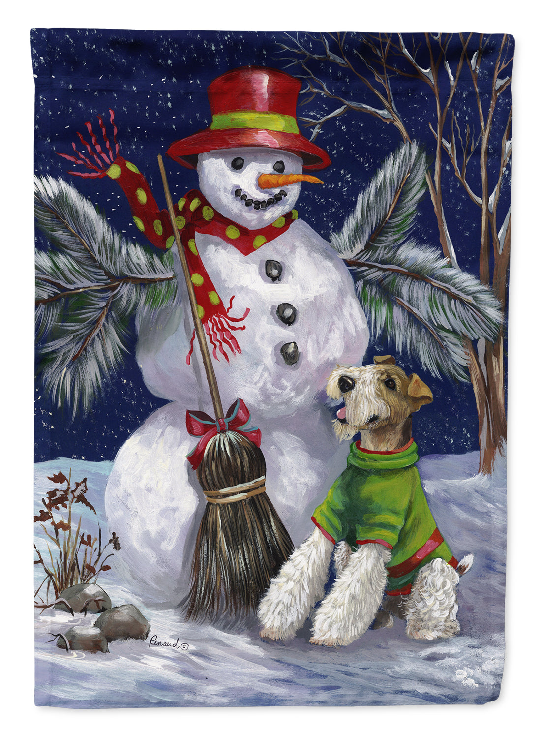 Fox Terrier Christmas Winter Fun Flag Garden Size PPP3095GF  the-store.com.