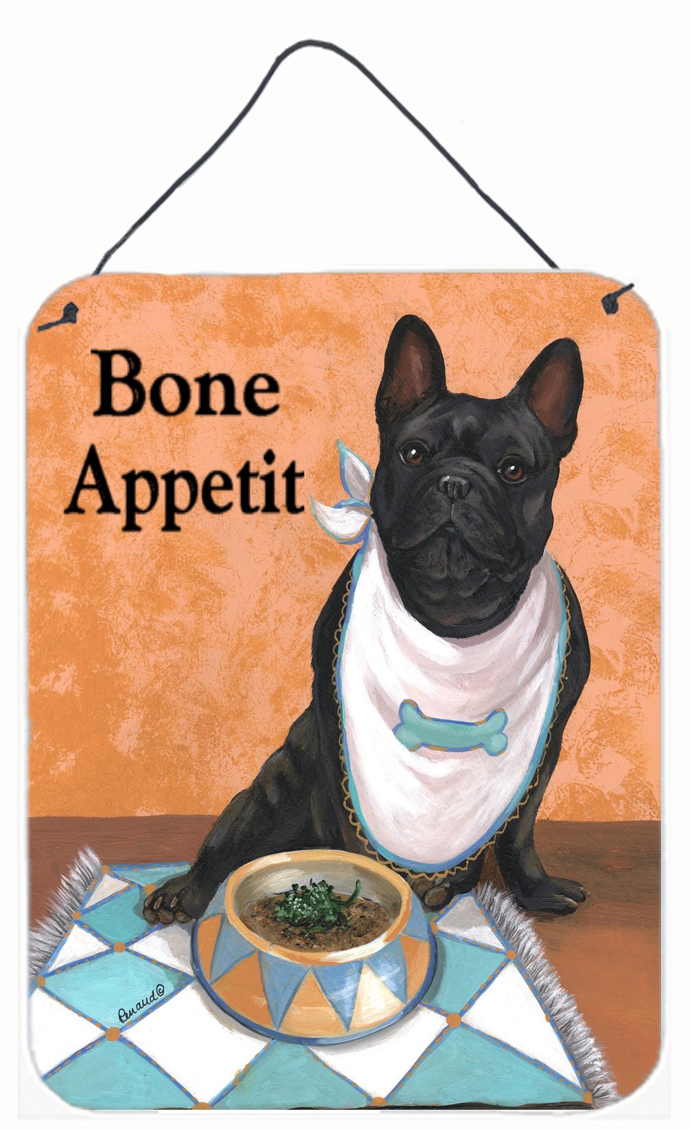 Buy this French Bulldog Bone Appetit Wall or Door Hanging Prints PPP3096DS1216