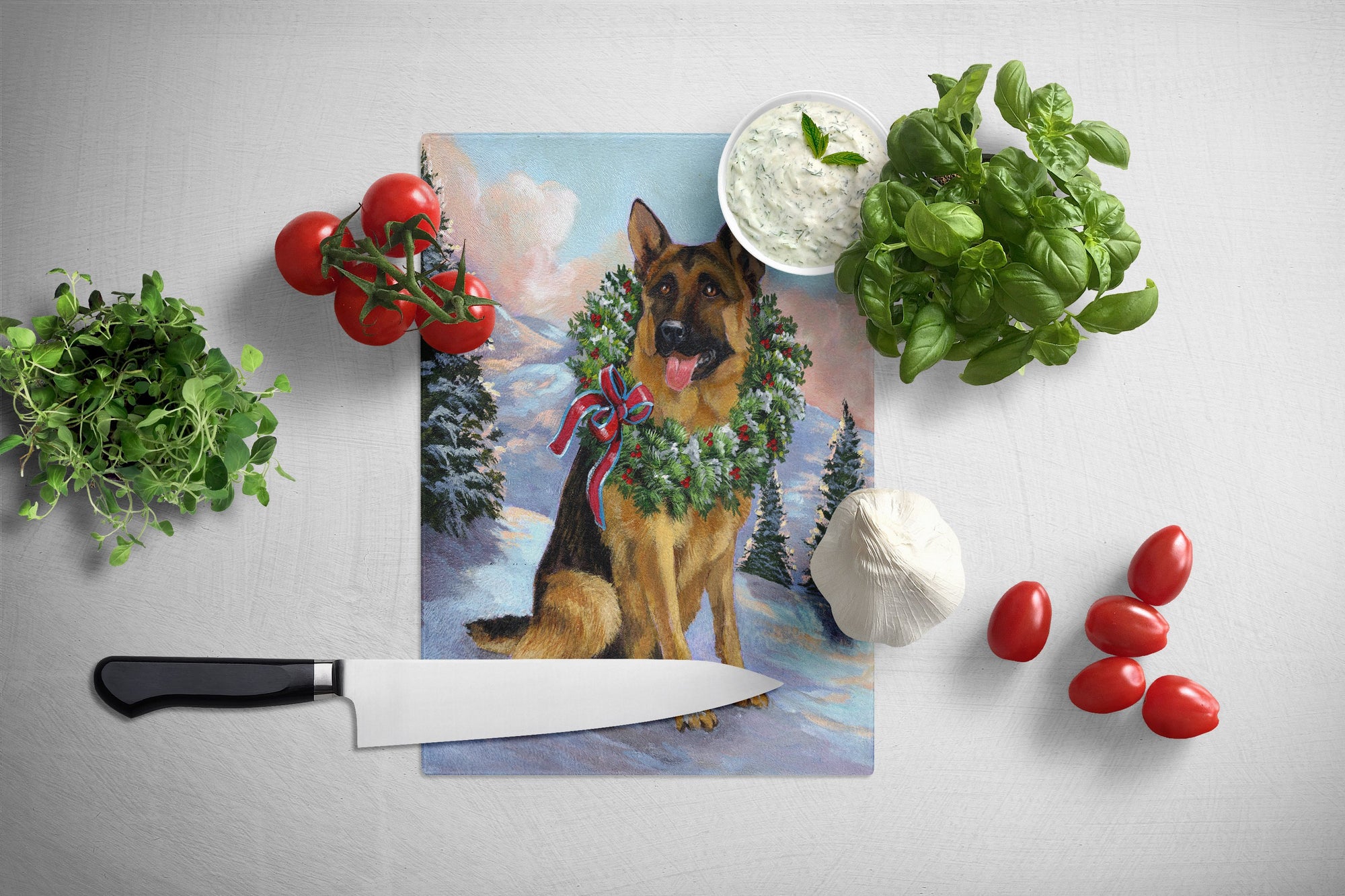 German Shepherd Christmas Honor Glass Cutting Board Large PPP3098LCB by Caroline's Treasures